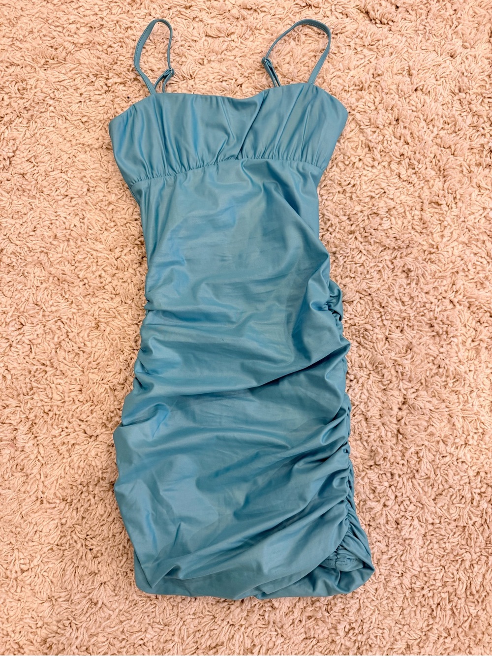 Katie J NYC Ava dress - Teal Ruched Spaghetti-Strap Mini Dress. Wore twice.